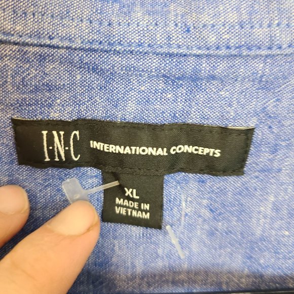 INC International Concepts Mens XL Blue Linen Blend Long Sleeves Button Up Shirt - Picture 6 of 8